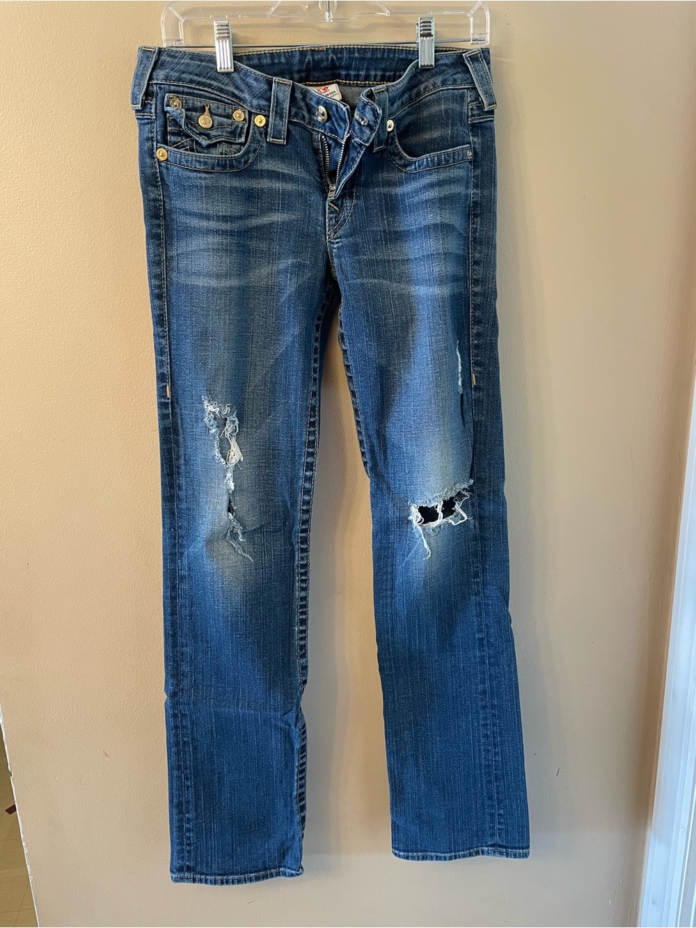 True Religion Dark Blue Distressed Women's Jeans